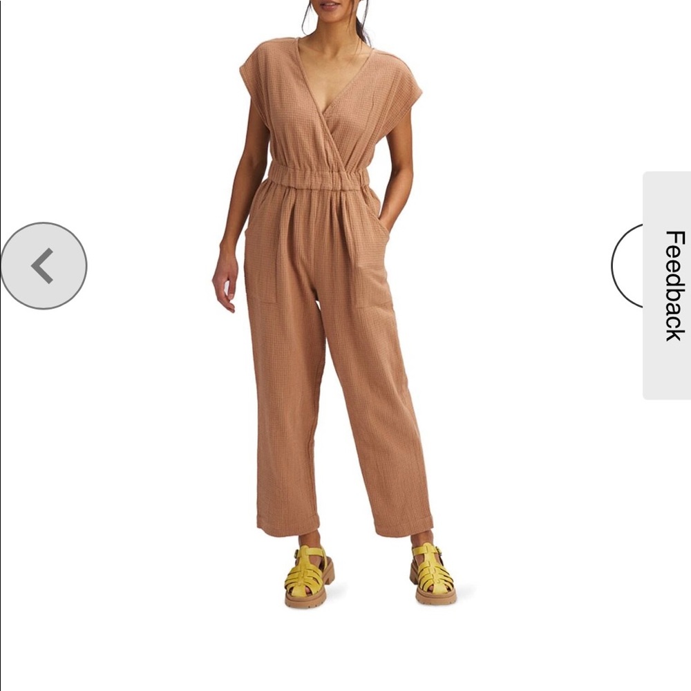 Khaki Cotton Waffle Jumpsuit Size M